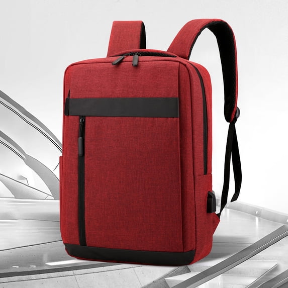 Gecau Business Backpack, Bag For Travel Flight Fits 15.6 Inch Laptop With USB Charging Port Red Safe&Non-toxic