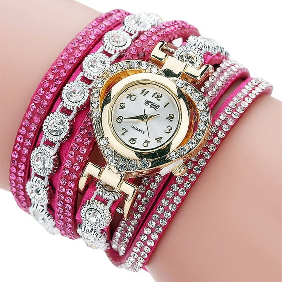 Latrodar CCQ Women Vintage Rhinestone Crystal Bracelet Dial Analog Quartz Wrist Watch Hot up to 60% Off