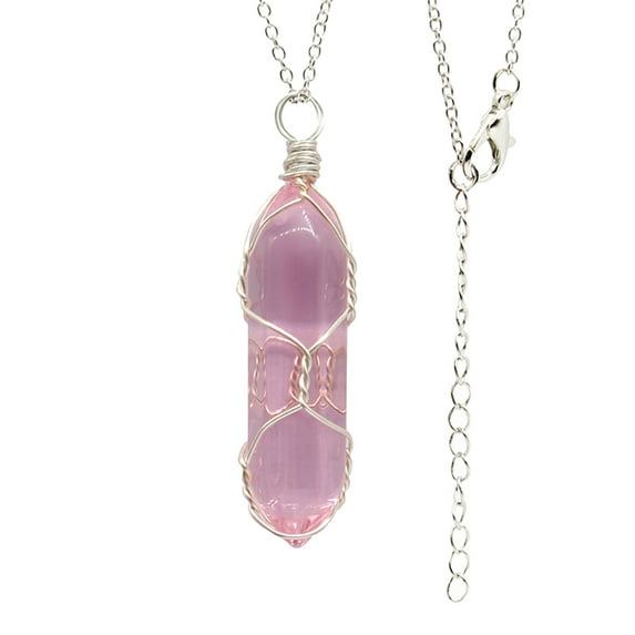 Latrodar Chakra Crystal Pendant Hexagonal Pointed Natural Quartz Stone For Necklace