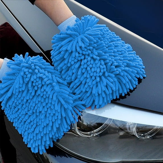 Gecau Chenilles Car Wash Mitts Coral Worm Secure Sided Car Wash Mitts Blue 9.2x6 Inch Home Essentials