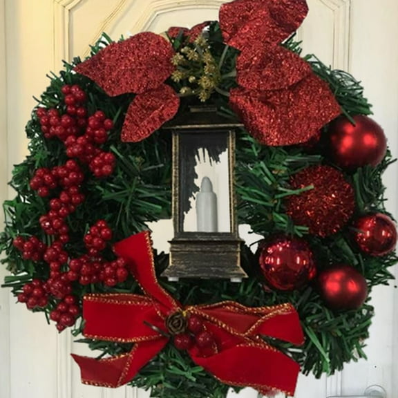 Gecau Christmas Garland With Candle Novelty ow Front Decorations Red 10x10 Inch Home Tools