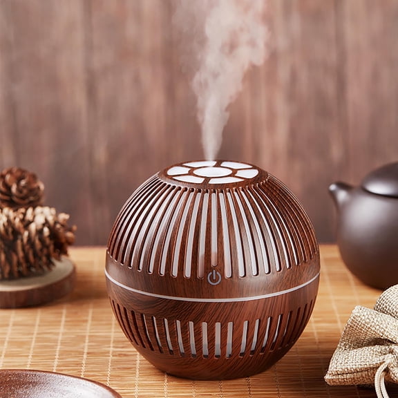 Gecau Circular Retro Style Hollowed Out Wood Affordable&High-Quality Oil Purification And B 4.8x4.8 Inch Home Stuff