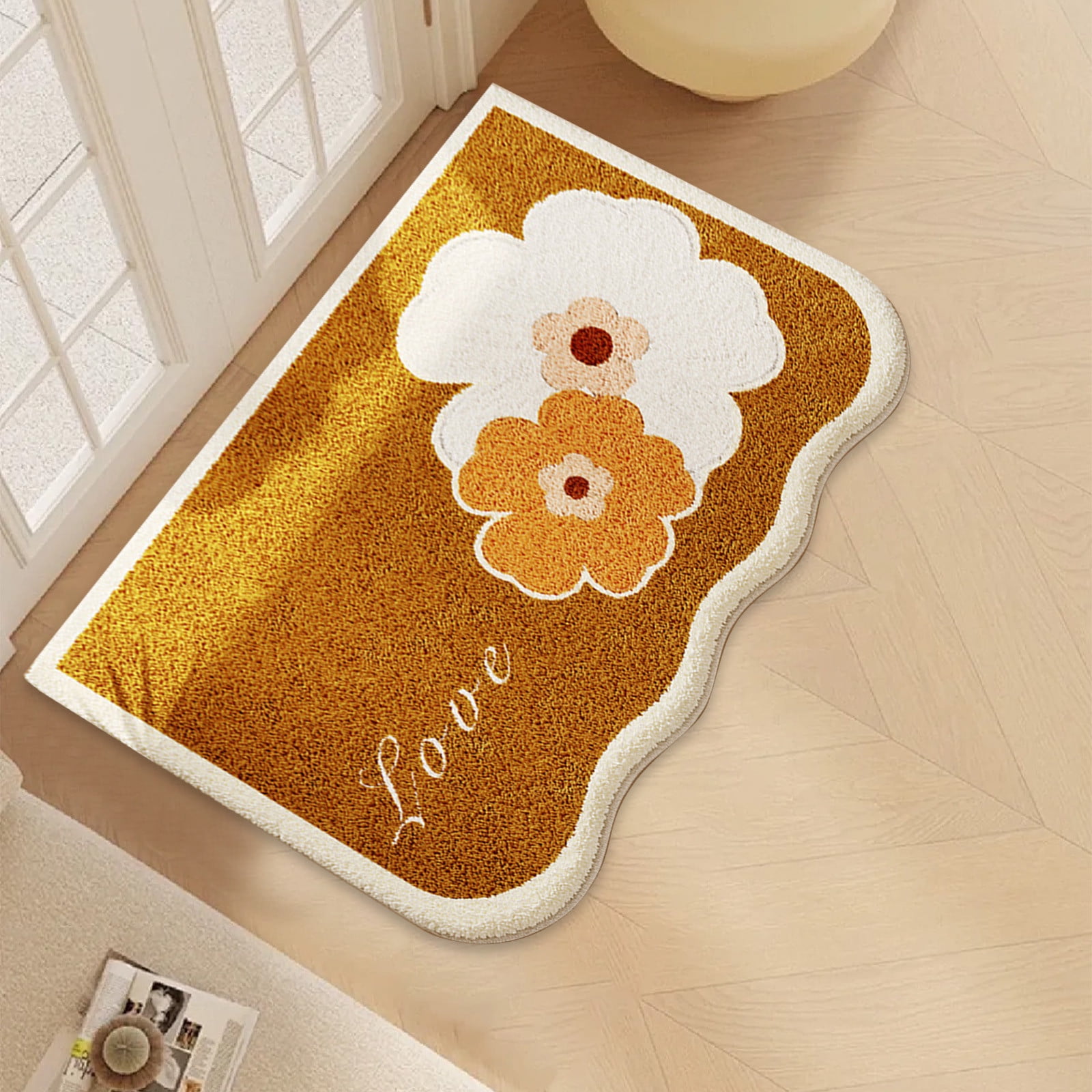 Latrodar Clearance Bathroom Rugs,Creamy Style Imitation Sheep's Wool