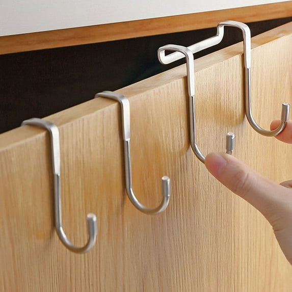 Latrodar Clearance Stainless Steel Over Door Double Hooks, S-type Cabinet Hanger, Portable Mini Hook,Long-lasting,Multi-purpose,Easy to install,for Door,Bathroom,Kitchen