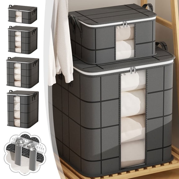 Gecau Clothes Storage Bag Non-woven Fabric Household Foldable Storage Basket Wardrobe Tidying Box Clothes Transparent Storage Box Home Collecting A Non-Woven Fabric Reduced Price