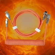 Latrodar Coiled USB C Cable For Gaming Keyboard Double-Sleeved Budget-Friendly 1.5M USB-C To USB-A Red 8x8 Inch Home Stuff
