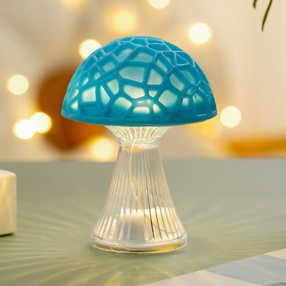 Latrodar Colorful Mushrooms Lamp Healing Series LED Nightlight L Dormitory Bedroom Bedhead Light Ornament Birthday Gift Well-Made Sky Blue 2.8x2.8 Inch Home Decor