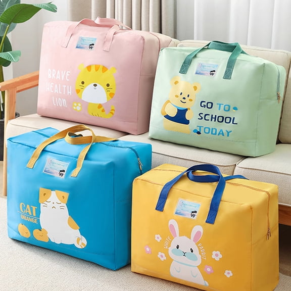 Latrodar Comforters Storage Bags Double Zipper Travel Packing Organizers Travel Closet & Wardrobe Toy Organizer Cute Print Storage Bins Heavy-Duty for Blanket Comforters Clothes Sheet Toys 1PC