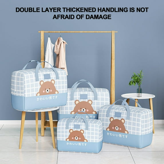 Gecau Comforters Storage Bags Large Double Zipper Travel Packing Organizers Living Room Closet Organizers&storage Floral Print Storage Containers for Blanket Comforters Clothes Sheet Toys 1PC