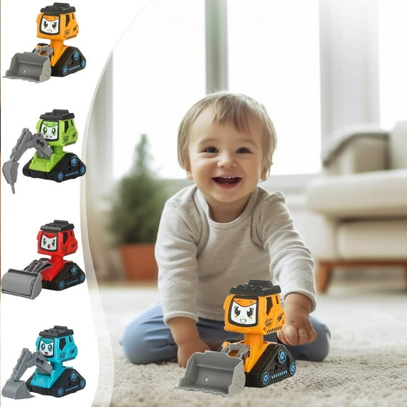 Latrodar Construction Toys Boys Toys Age 4-6 Children's Push Back Toy Car Engineering Car Children's Toy Car Toys for Boys Christmas Gifts for Boys Pull Back Cars Plastic Fun Indoor&Outdoor