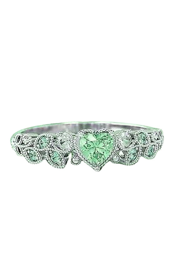 Contracted Personality Exquisite Slender Letter Main Small Fresh Ring Women Green up to 50% Off