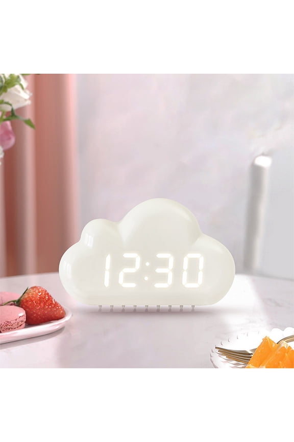Creatives Alarm Clock, Four Clouds, Voice Controlled LED Clock, Safe&Non-Toxic ght Electronic Clock White Home Decor