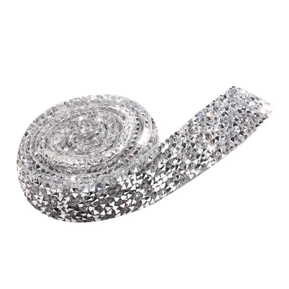 Latrodar Crystal Water Drill Self-adhesive Resin Rhinestones Tape Trim Applicato Silver Art&Crafts 2x2 Inch