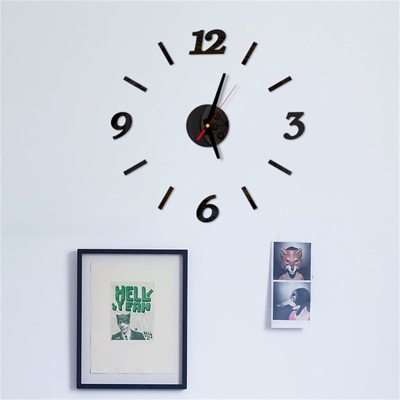 Latrodar DIY Roman Numbers Acrylic Mirror Wall Sticker Clock Home Decor Mural Decals Black Safe&Non-toxic 4x1.6 Inch