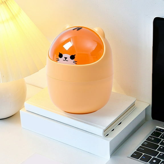 Latrodar Desktop Small Cute Rubbish Bin Household With Long-Lasting ket Mini Rubbish Bin Yellow 4.8x4.8 Inch Home Decor