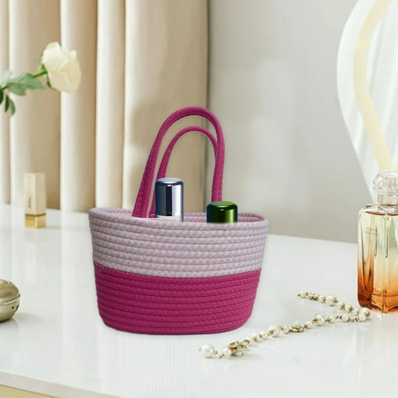 Latrodar Desktop Storage Basket Woven Storage Basket Cotton Thread Storage Basket Red Novelty