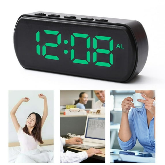 Latrodar Digital Alarm Clock Simples LED Large Digital Display Novelty Study Kitchen Clock Green Home Essentials