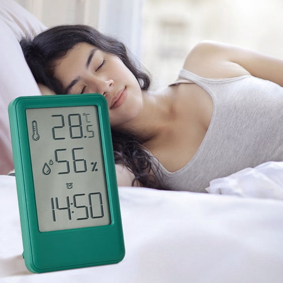 Gecau Digital Alarm Clock With LCD Display Thermometers Hygrometer Affordable&High-Quality Smart Clock Calendar Green 5.04x3 Inch Home Stuff
