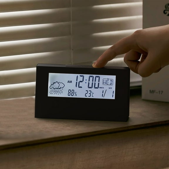 Latrodar Digital Alarm Clock With LCD Weather Display Non-Toxic Management Reminder Black Home Essentials