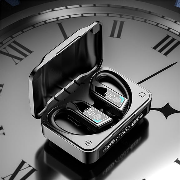 Gecau Digital Display Touch-Control Wireless Bluetooth Earphones TWS-Headphones In Ear Earbuds Headset WithEar Hooks For Training Ipx7 Well-Made black 4.8x4 I