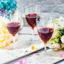 Latrodar Disposable Plastic Champagne Glasses 180ml HighStem Champagne Wine Cups PS Plastic Red Wine Glasses. Clear Decorative