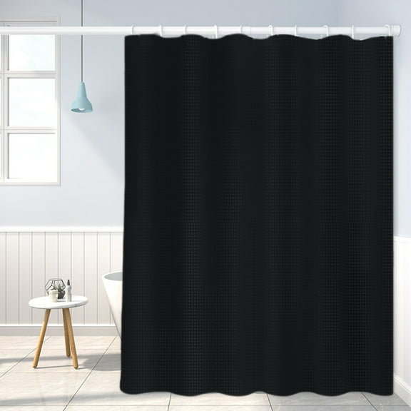 Latrodar Double Sided Solid Colour Polka Dots Wafer Shower Curtain Water Proof Bathroom Bathroom Hole Shower Curtains Black Decorative 9.2x2 Inch