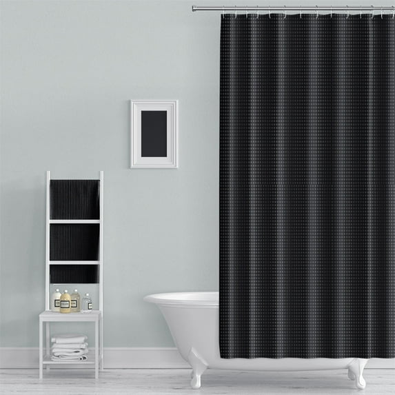 Latrodar Double Sided Solid Colour Polka Dots Wafer Shower Curtain Water Proof Bathroom Bathroom Hole Shower Curtains Black Novelty 11.2x2 Inch