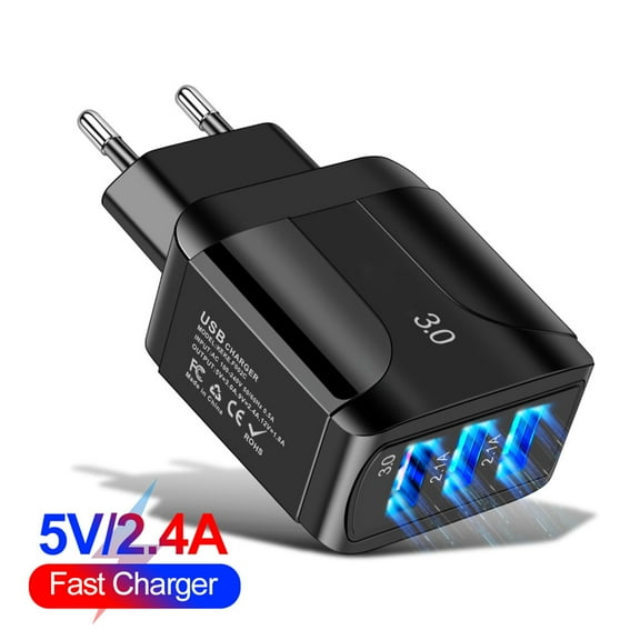Latrodar EU QC 3.0 Charger 2.1A USB Plug Two Power Ports Travel Charger For Phone Upgraded Black Home Gadgets