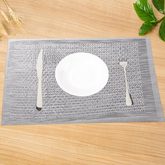 Gecau European Style Japanese Plain PVC Rectangular Placemat Obliterate Mat Bowl Mat Western Style Placemat Table Mat Tableware Mat Best of Both Worlds Silver 12x1.2 Inch Home G