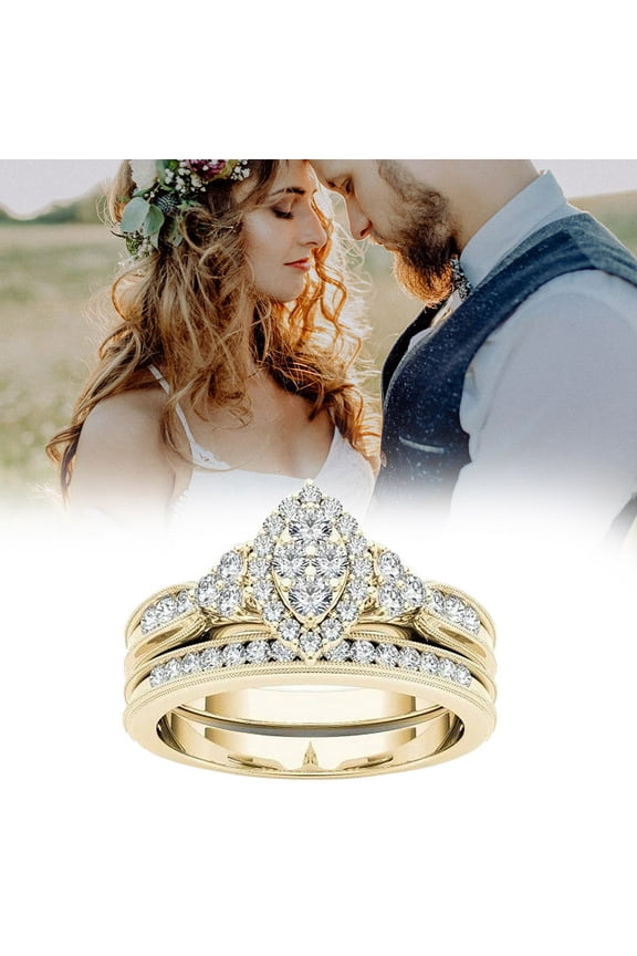 Exquisite Heart Out Ring Women Engagement Wedding Jewelry Accessories Gift 6-10 Gold up to 60% Off