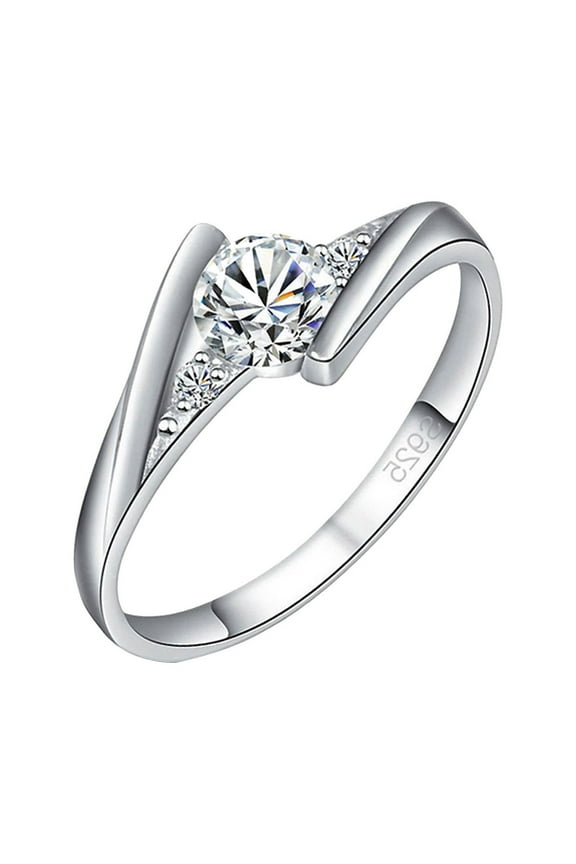 Exquisite Out Coemorate Ring Women Engagement Wedding Jewelry Gift Size 5-10 Silver