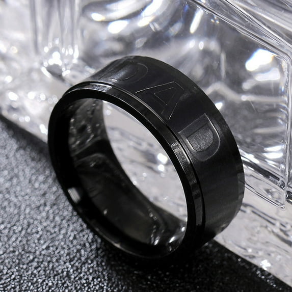 Latrodar Fashion Letter DAD Ring Men's Titanium Steel Ring Jewelry Ring 1pc Black up to 50% Off