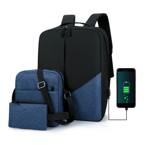 Latrodar Fashion Three-piece Backpack Backpack Male Business Enduring apacity Students Bag Blue Home Gadgets