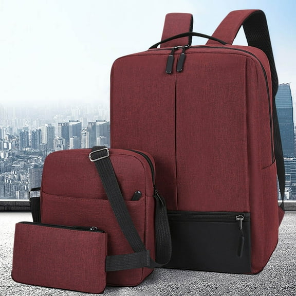 Latrodar Fashion Three-piece Backpack Backpack Male Business Sturdy apacity Students Bag Red Home Essentials