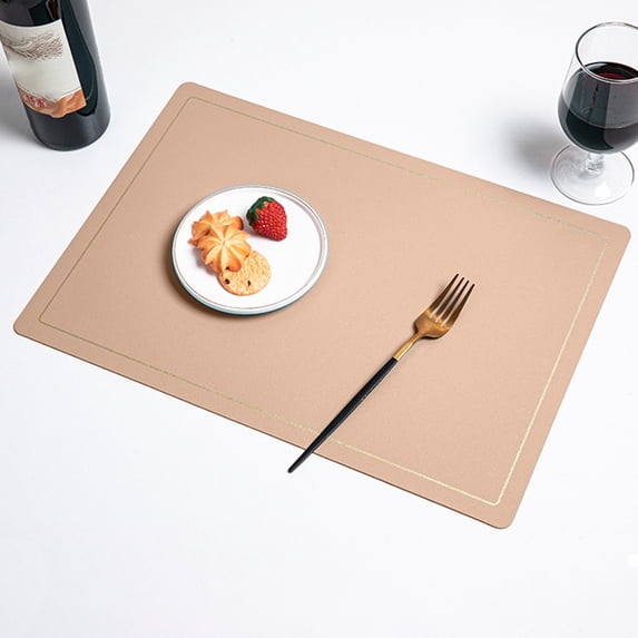 Gecau Fashionable And Beautiful Table Runner Leather Placemats Double Sided Western Style Household Heat Insulating Mats Rose Gold 12x0.08 Inch