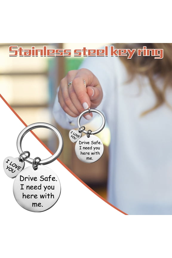 Fashionable Stainless Steel Keychain Gift Drive Safe I Need You Here With Me25 Silver
