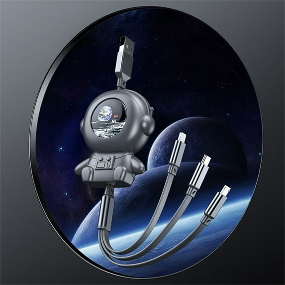 Latrodar Five Gear Retractable 3 In 1 USB Cable Data Line Universal Crafted with Care Connector Max 120cm Black Home Essentials