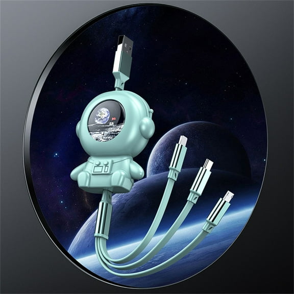 Latrodar Five Gear Retractable 3 In 1 USB Cable Data Line Universal Meticulously Crafted Connector Max 120cm Green Home Essentials