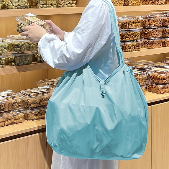 Latrodar Folding Outdoor Travel Portable Waterproof Sundry Storage Bag Large Capacity Bunched Supermarket Shopping Bag Budget-Friendly Blue 8x3.6 Inch Home Essentials
