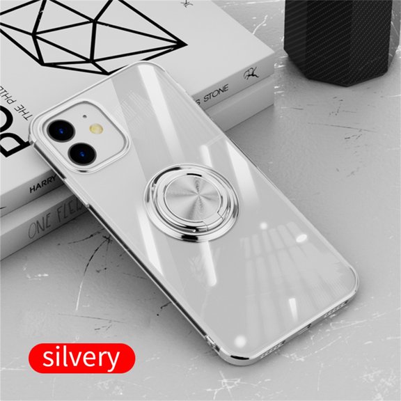 Gecau For 12 Mini 5.4 Clear Slim Soft Electroplated Frame Case Ring Stand Long-Lasting Silver Home Tools