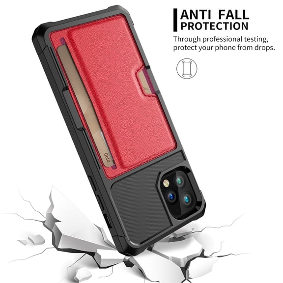 Gecau For 12 Pro Leather Wallet Card Shockproof Car Phone Case Cover Best of Both Worlds Red Home Tools