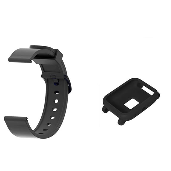 Latrodar For Amazfit Youth watch+Silicone Potective Jacket 2 In 1 Affordable&High-Quality Black Home Tools