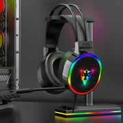 Gecau Gaming Headset With Microphone Most Laptop Over-Ear Headphones With Safe&Non-Toxic tereo Surround Sound Black 9.2x7.8 Inch Home Gadgets