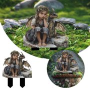 Gecau Fairy Garden Kit Acrylic Fairies Figurines Bohemian Garden Statues Yard Pile Ground Insert Decoration for Garden Yard Lawn Ornaments Gardening Supplies Elaborately Made