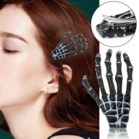 Latrodar Hair Accessories Claw Hairpin Hand Skeleton Halloween Hair Clips Black up to 50% Off