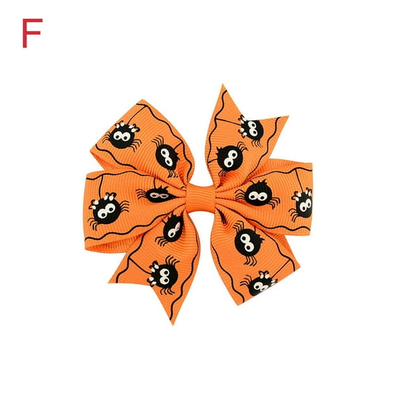 Latrodar Halloween Children's Hairpin Kids Print Girls Cute Bow Hair Accessories Orange