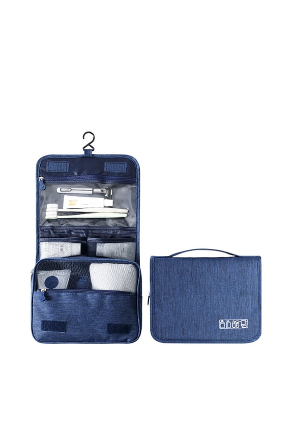 Hanging Toiletry Bag - Large Cosmetic Makeup Travel Organizer For Men & Women With Sturdy Hook Navy Durable 8.8x0.8 Inch