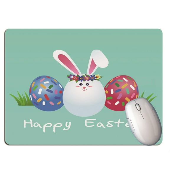 Latrodar Happy Easter Personalized Mouse Pad Keyboard Pad Writing Pad Desk Pad Non-Toxic mint green Home Essentials