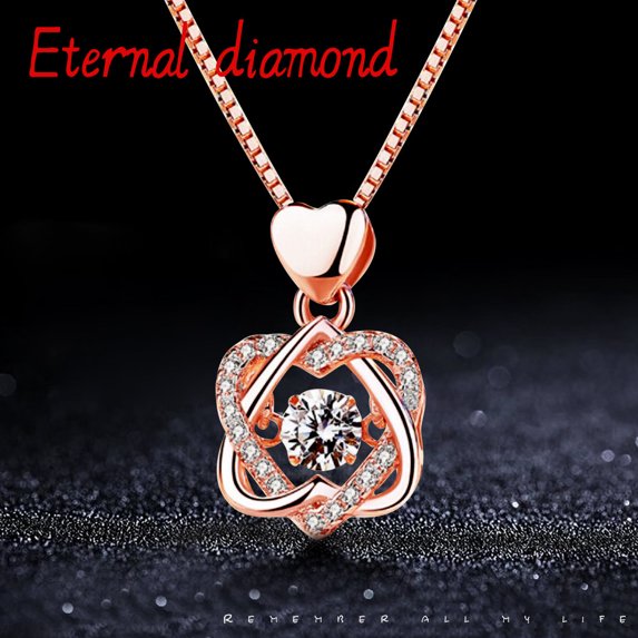 Latrodar Heart Necklace Pendant with Crystals Jewelry Gifts For Women Rose Gold Reduced Price