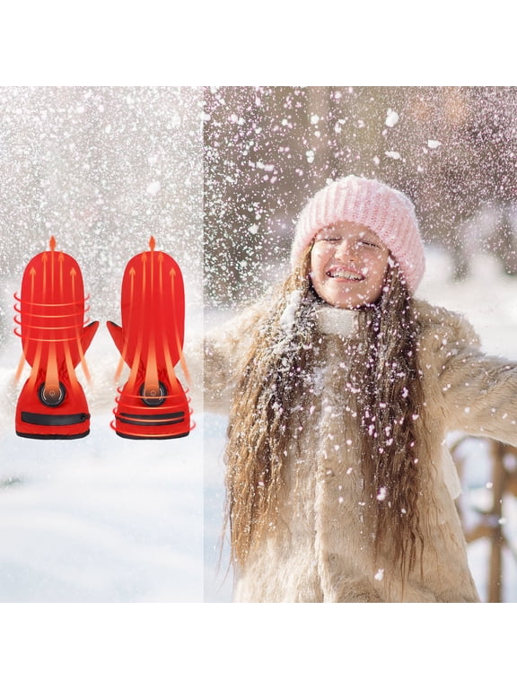 Heated Gloves Cycling Battery Charging Heating Warming Eco-Friendly Material added Outdoor Winter Red Home Stuff